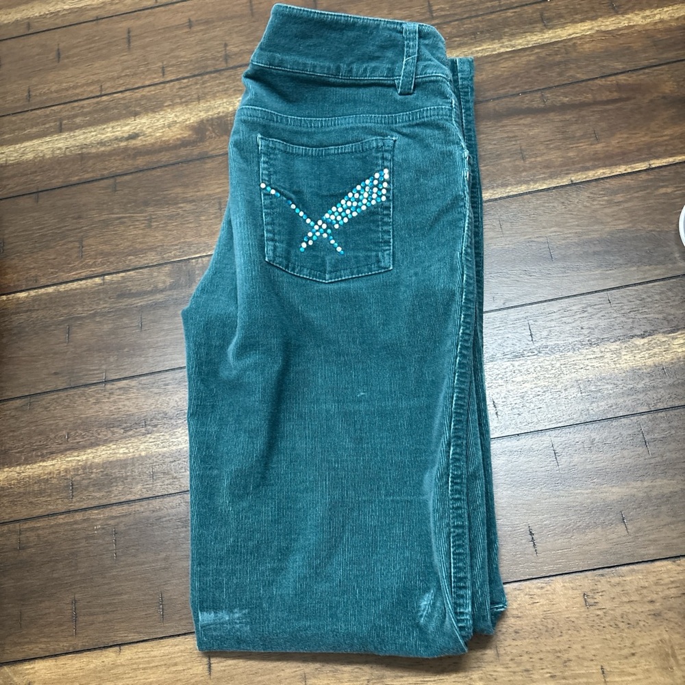 Women's Teal Jeans with Rhinestone Detail